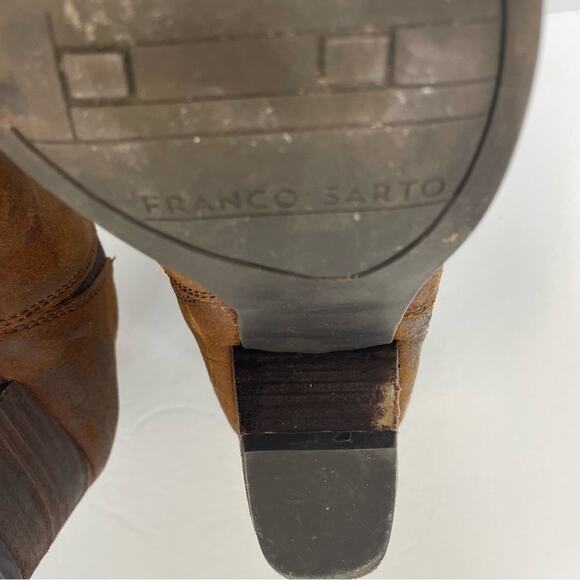 Franco Sarto Gemina Brown Leather Ankle Booties Women’s 8.5 Round Toe Fall Boots - Picture 10 of 11